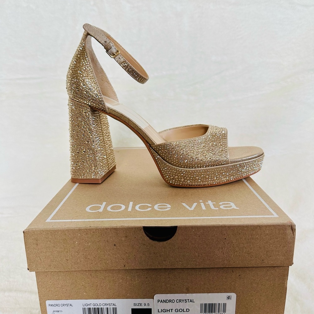Brand New- Dolce Vita Pandro Light Gold Crystal Heels